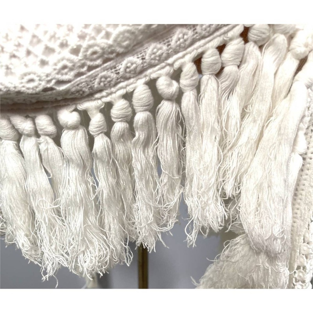 JUST BEE QUEEN White Lace Bali Tassel Fringe Asymmetrical Mini Skirt Sz XS - Picture 8 of 10